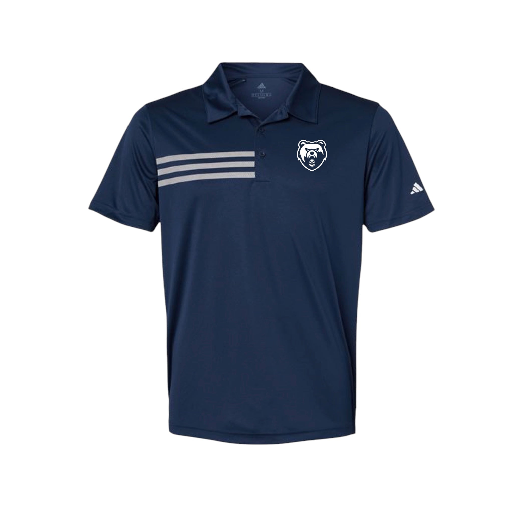 Men's Adidas 3-Stripe Navy Polo - Bear Head