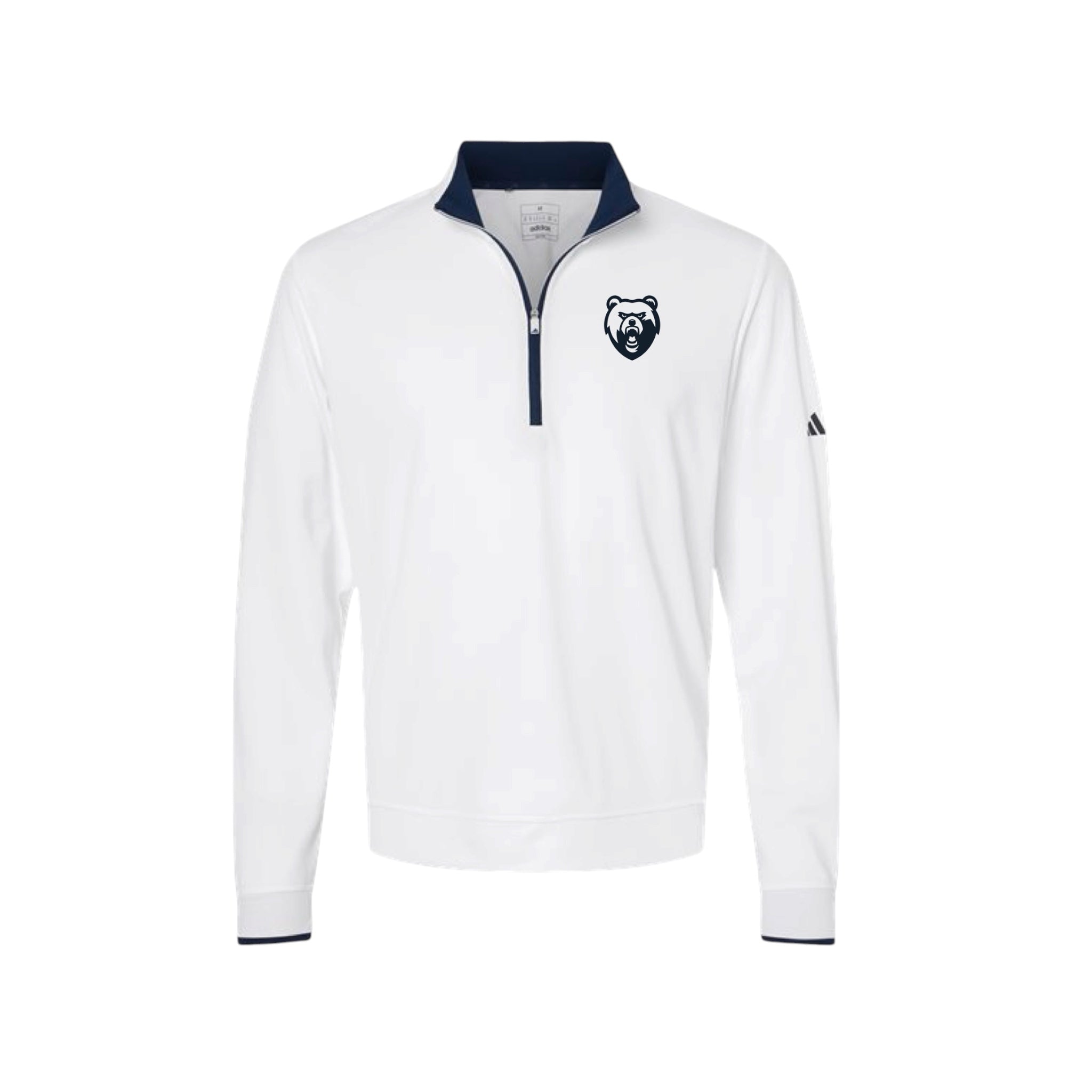 Men's Adidas White 1/4 Zip w/ Navy Detail - Bear Head