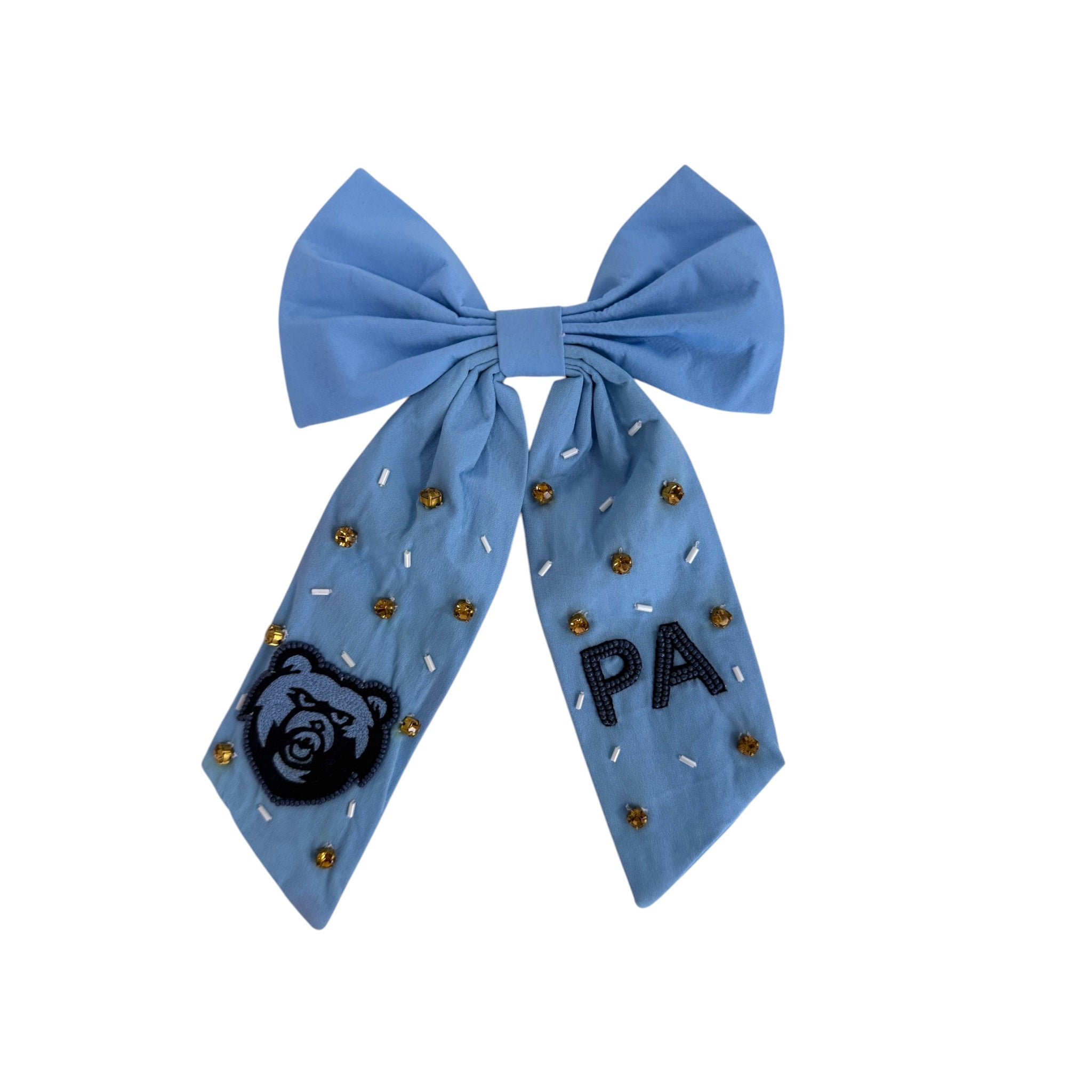 Light Blue Beaded Bow - PA/Bear