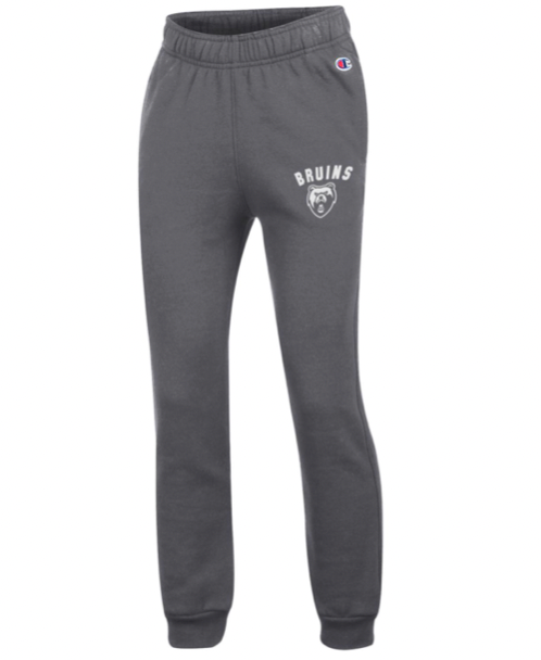 Youth Charcoal Powerblend Jogger - Arch Bruins/Bear Head