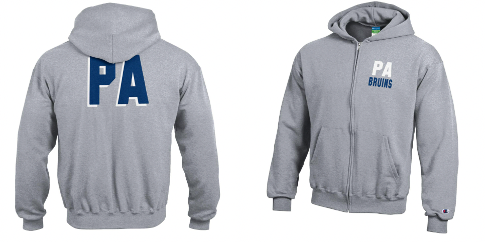 Youth Heather Granite Powerblend Full Zip Hood - PA/Bruins