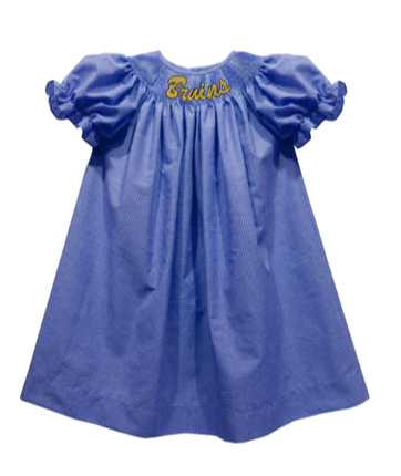 Toddler Girls Smocked Dress Bruins Script