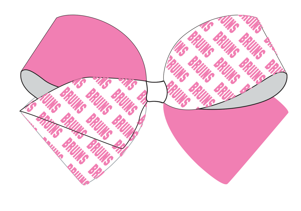 Spirit Cheer Bow Barrette (Medium) - BRUINS Repeat (Pink)