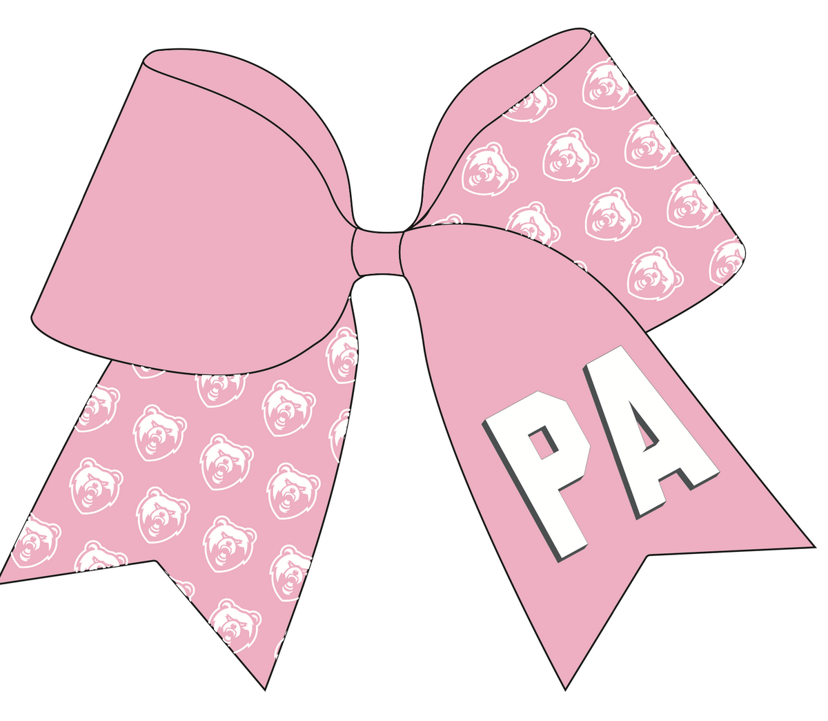 Spirit Cheer Bow Barrette - PA / Bear Head Repeat (Pink)
