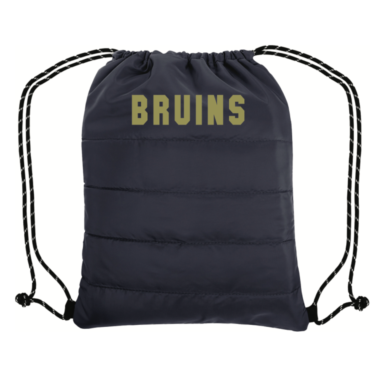 Puffy Quilted Drawstring Navy Bag - Gold BRUINS