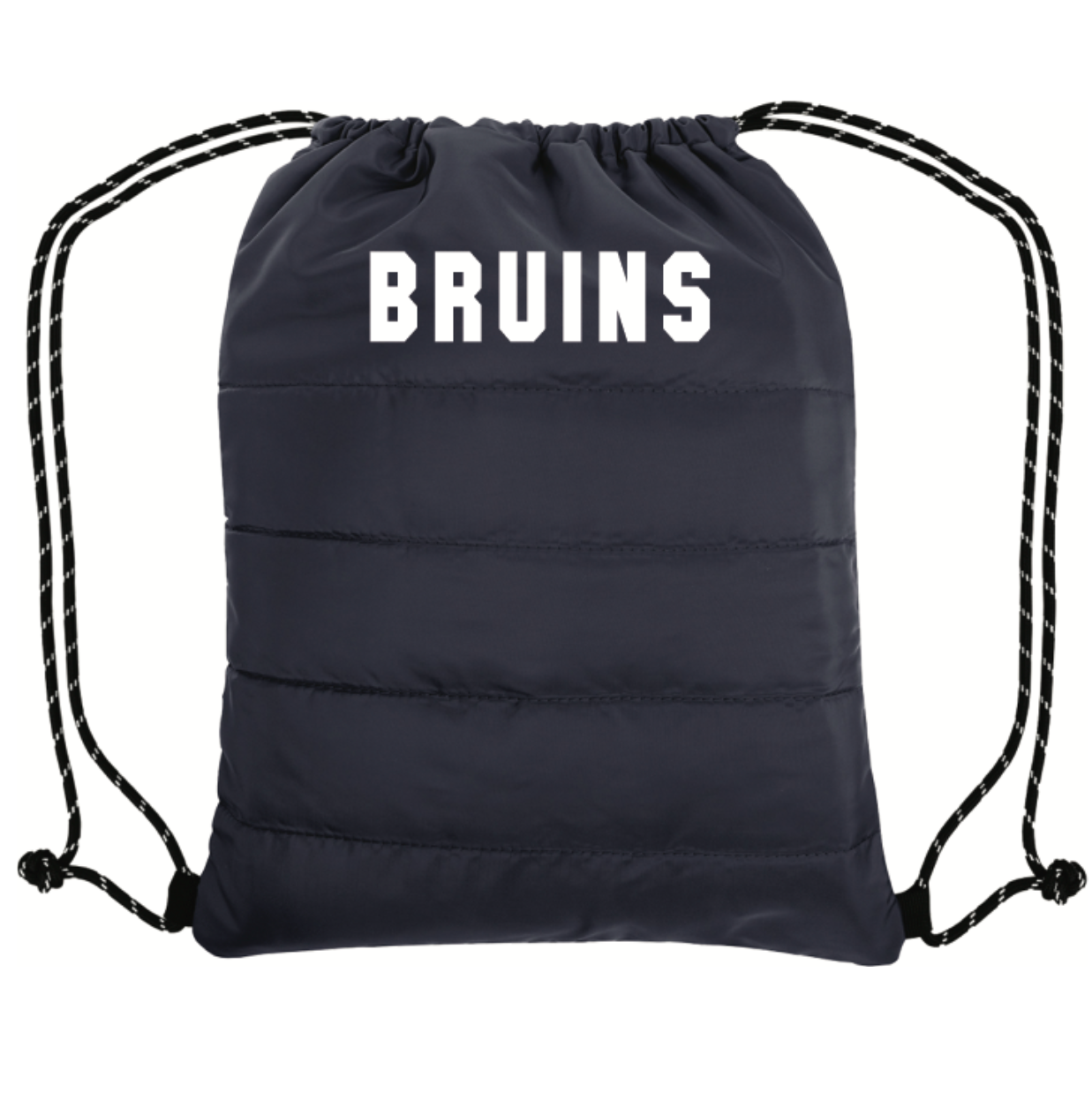 Puffy Quilted Drawstring Navy Bag - White BRUINS