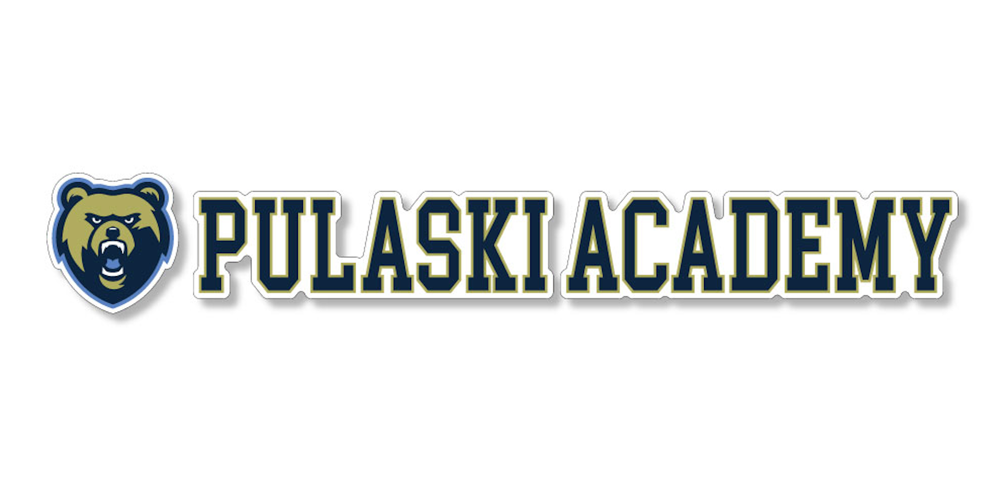 Vinyl Decal - Bear Head/PULASKI ACADEMY (10" X 2")
