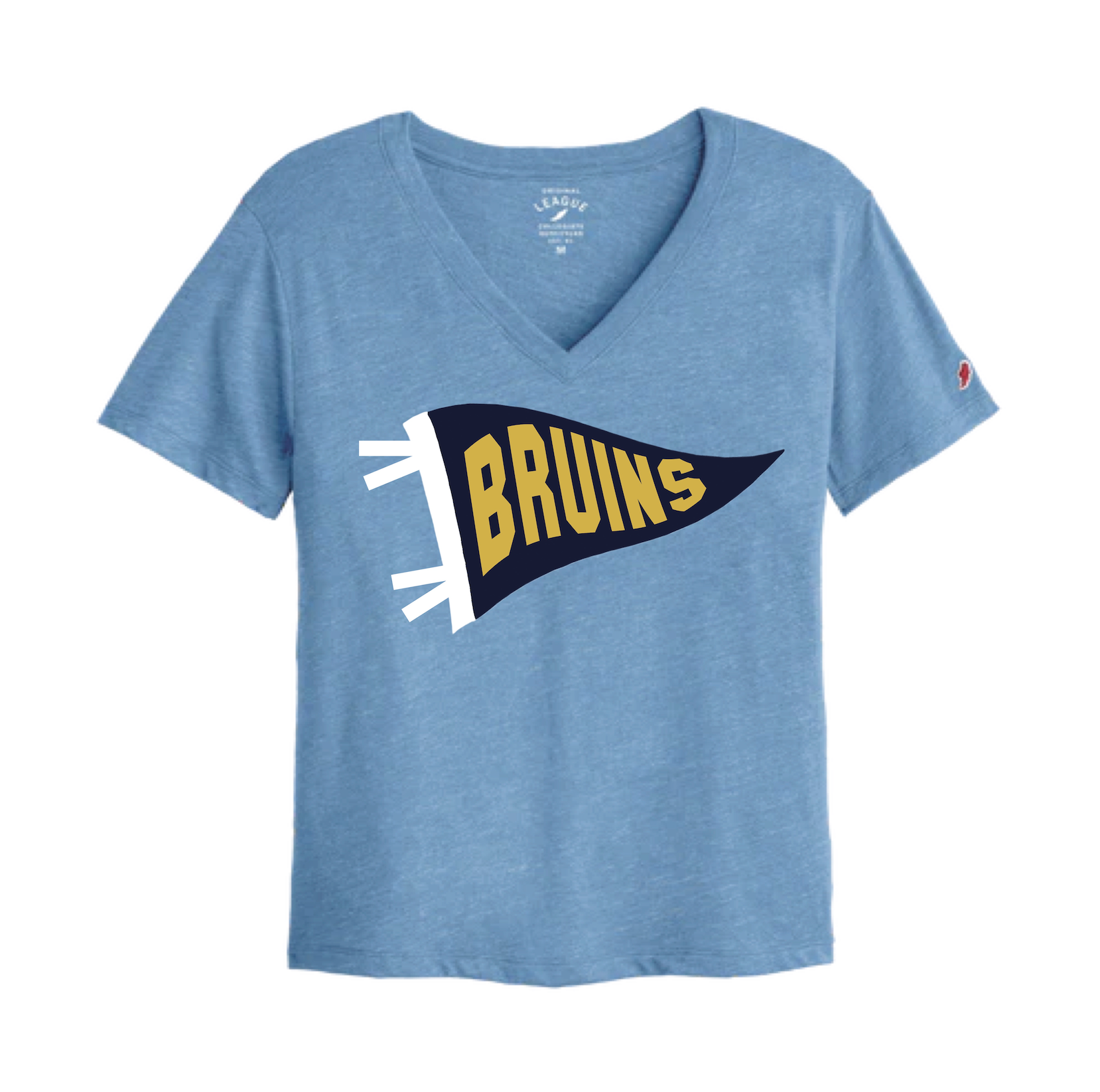 Women's League V-Neck Heather Power Blue - BRUINS pennant