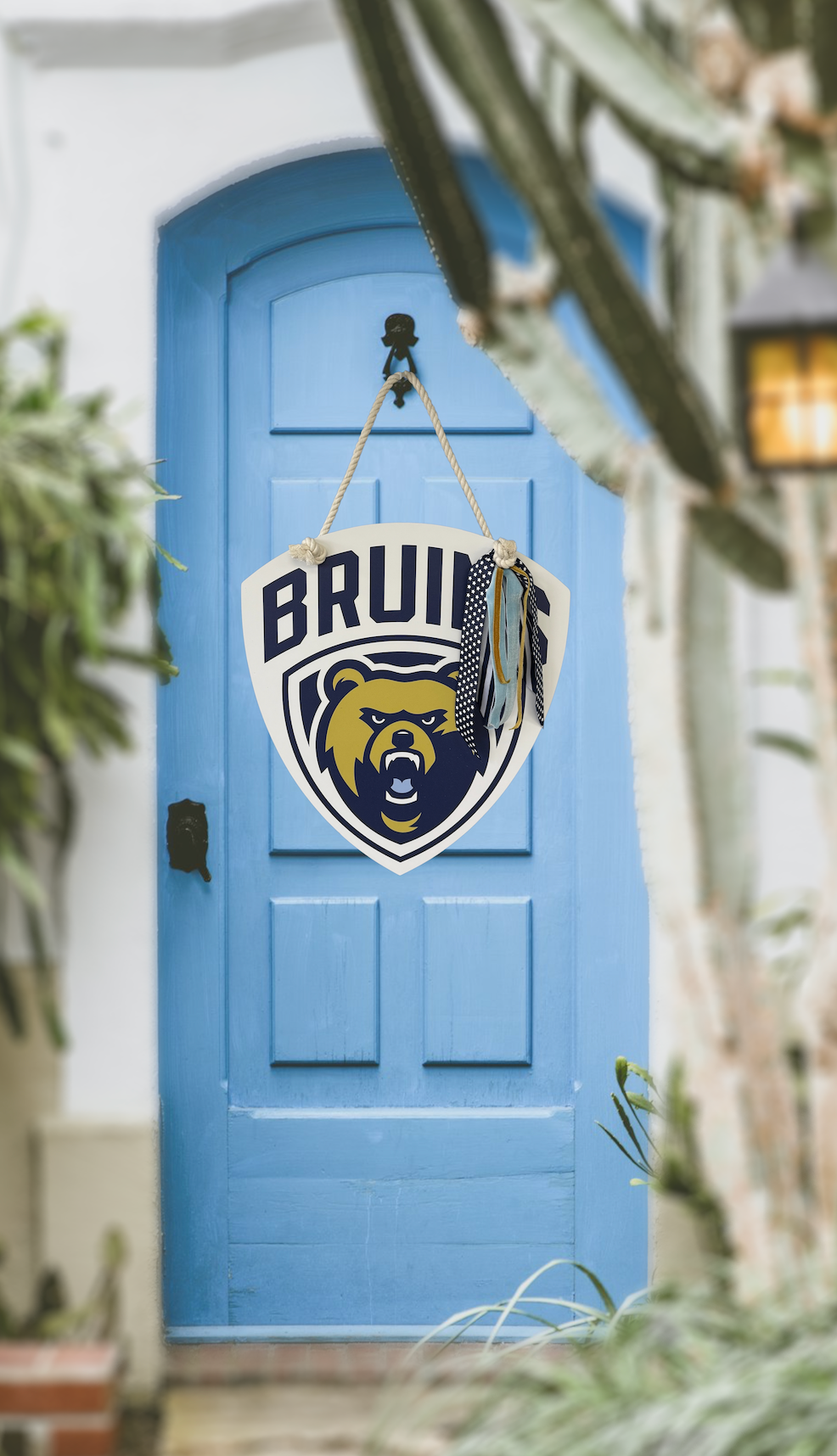 Door Hanger with Ribbon- BRUINS over Bear Shied (Waterproof) (18" X 21")