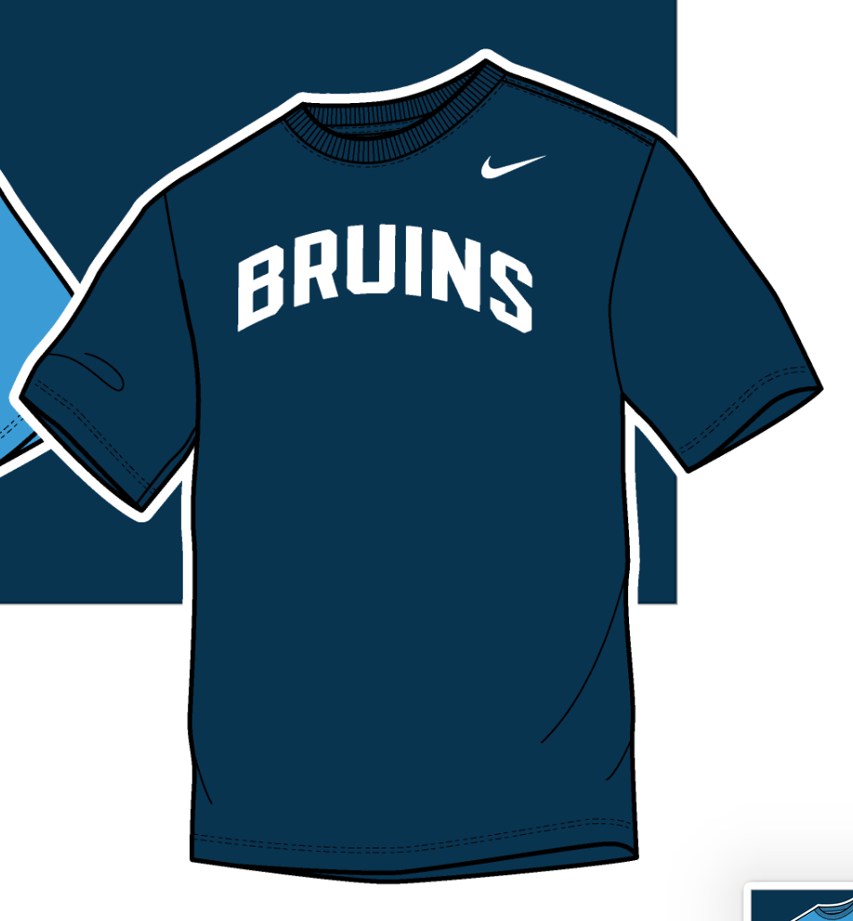 Men's Niki Dri-fit Cotton Navy Tee - BRUINS
