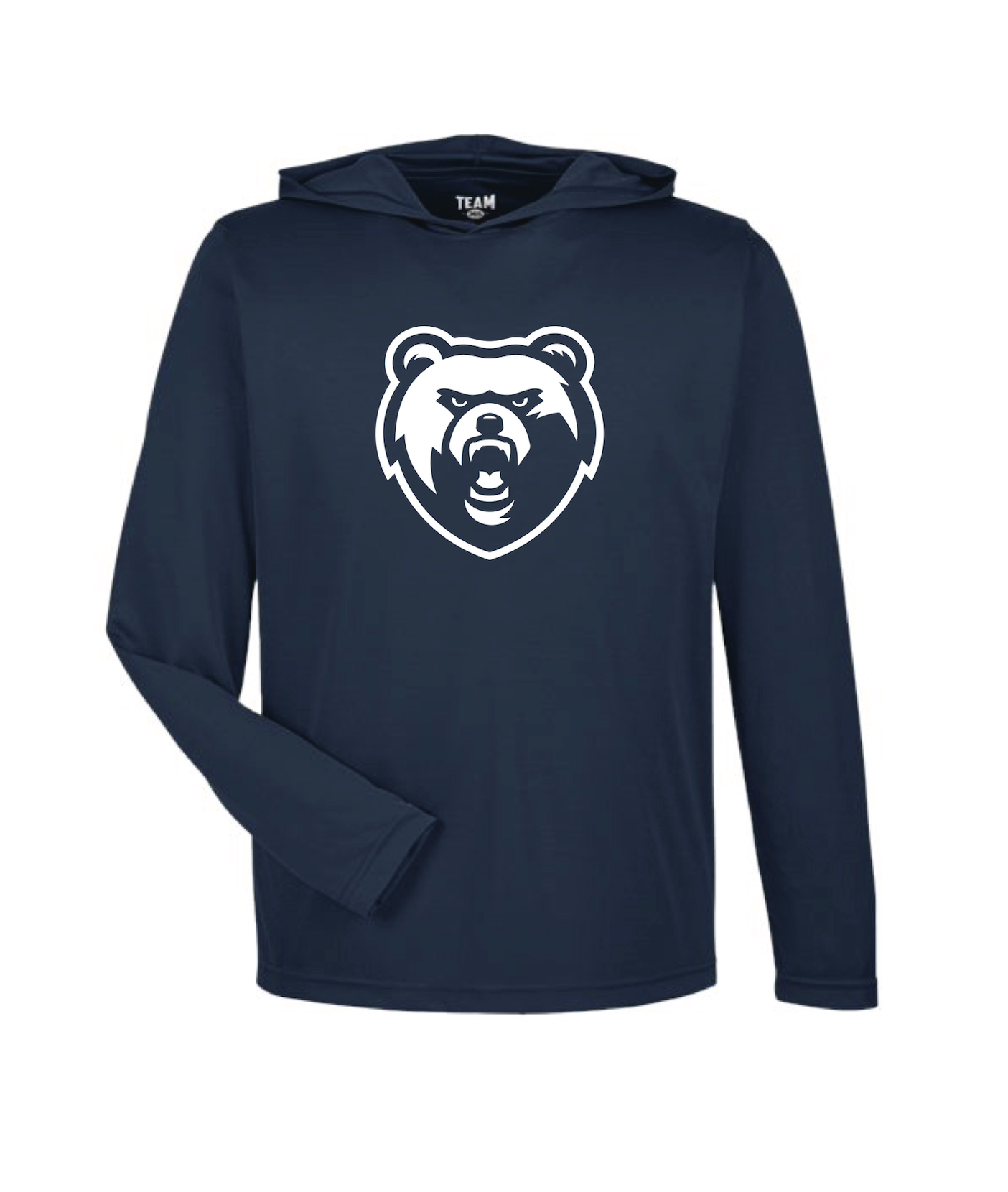 Men's Zone Dri Fit Performance Navy Hooded Long Sleeve - Bear Head