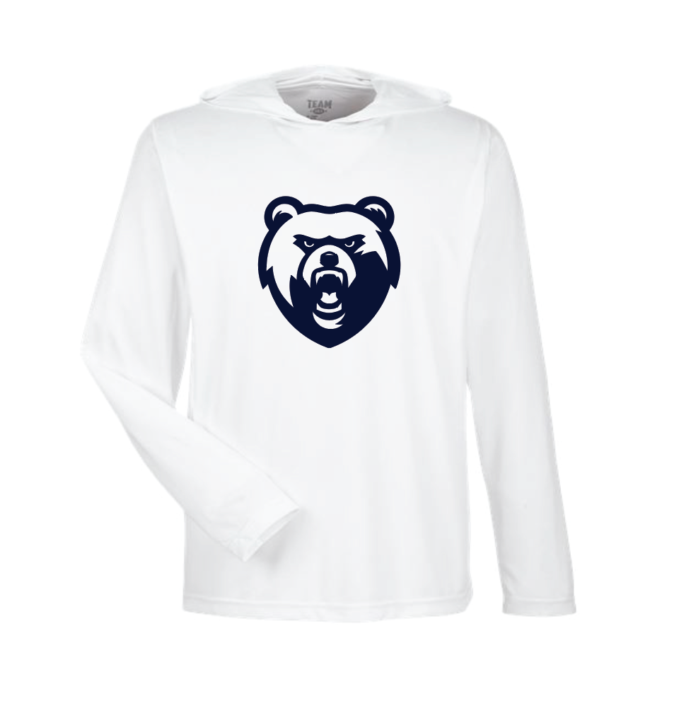Men's Zone Dri Fit Performance White Hooded Long Sleeve - Bear Head