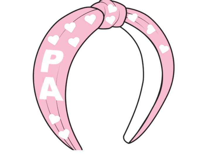 Pink Knotted Headband w/ Beads - PA/Hearts