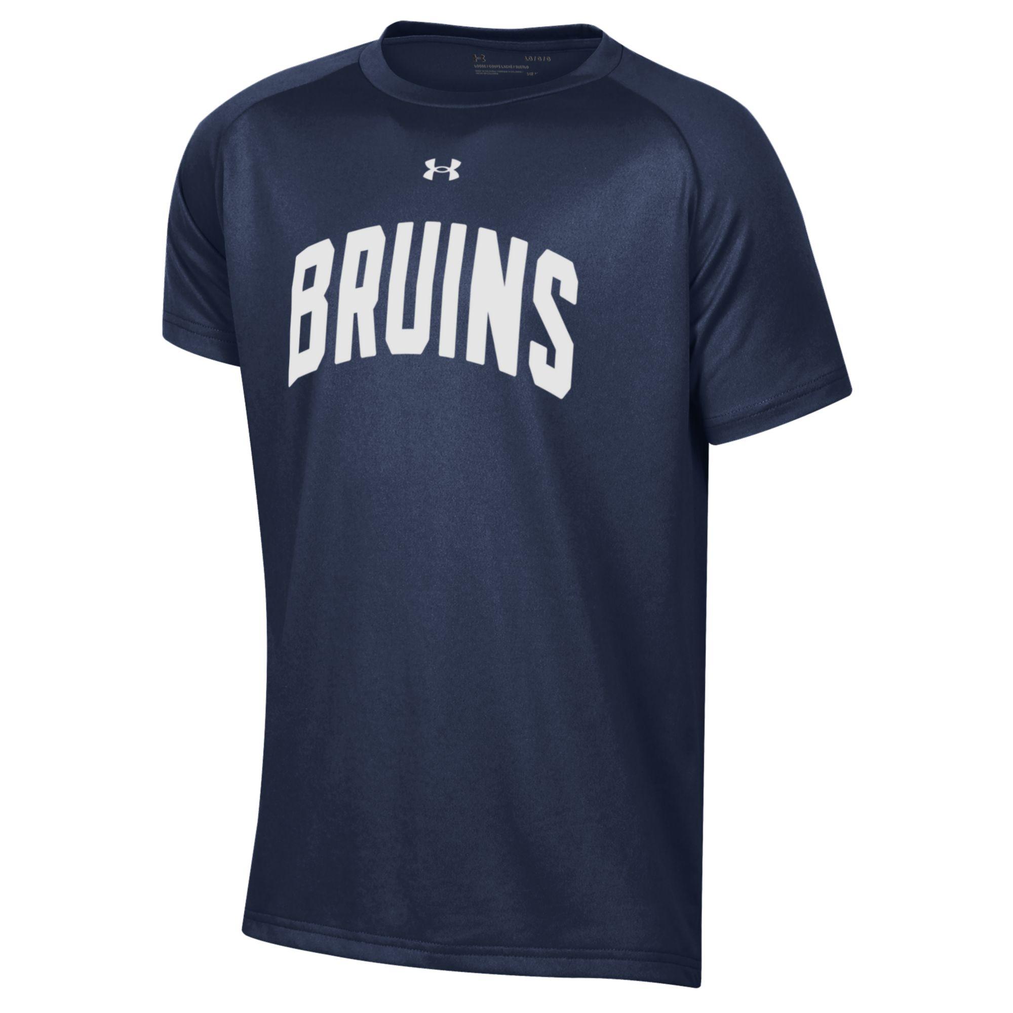 Boys' Under Armour Tech SS Navy Tee - BRUINS arched