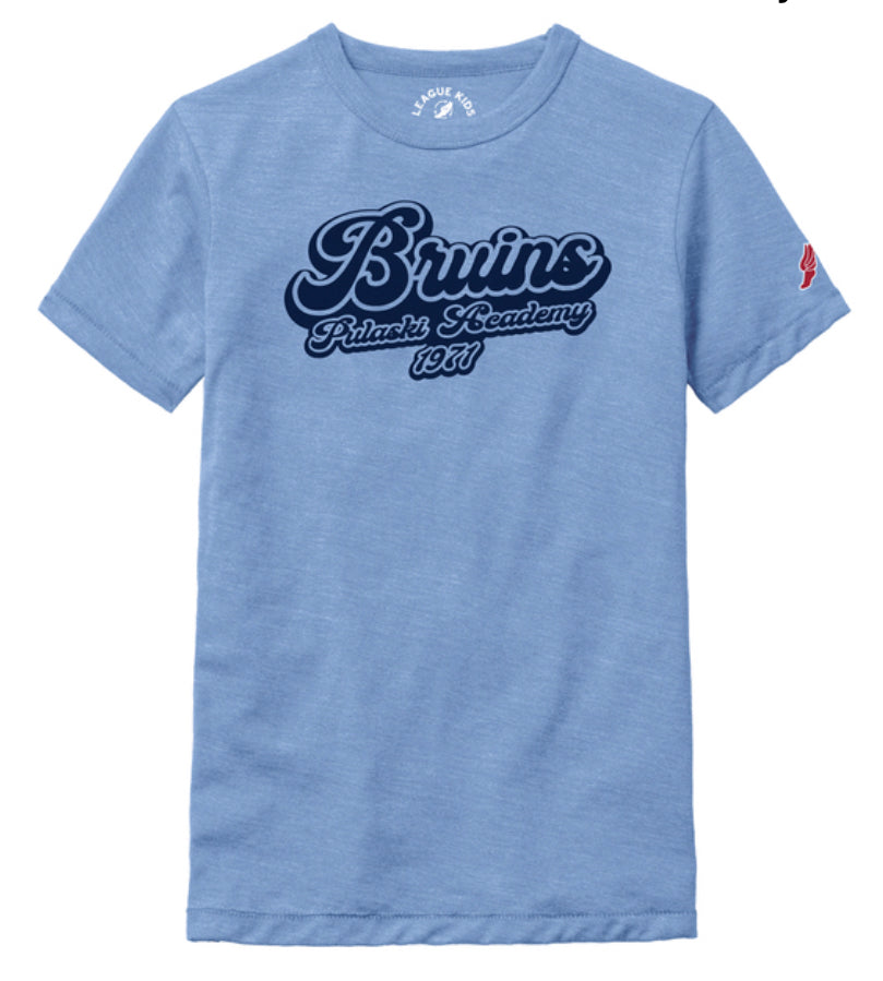 Girls' League Victory Falls SS Tee - Hthr Pwr Blue - Puff Paint BPA71