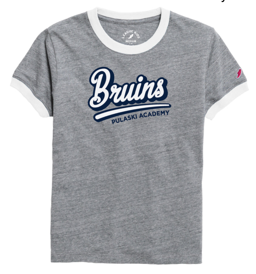 Girls' League Triblend Ringer - Fall Hthr - Bruins Script/PA
