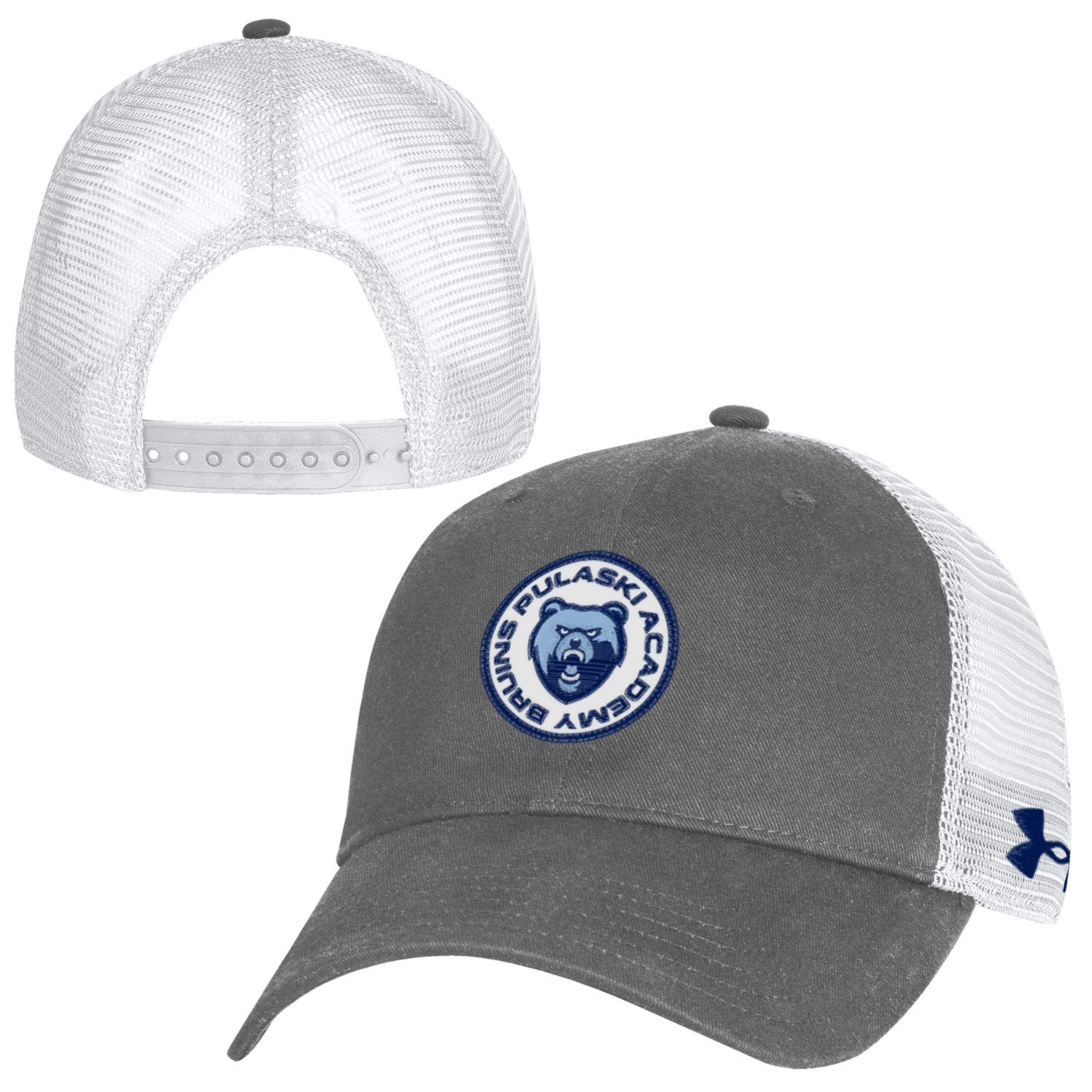 UA Washed Cotton Graphite/White Trucker Hat - PA BRUINS Circle Patch