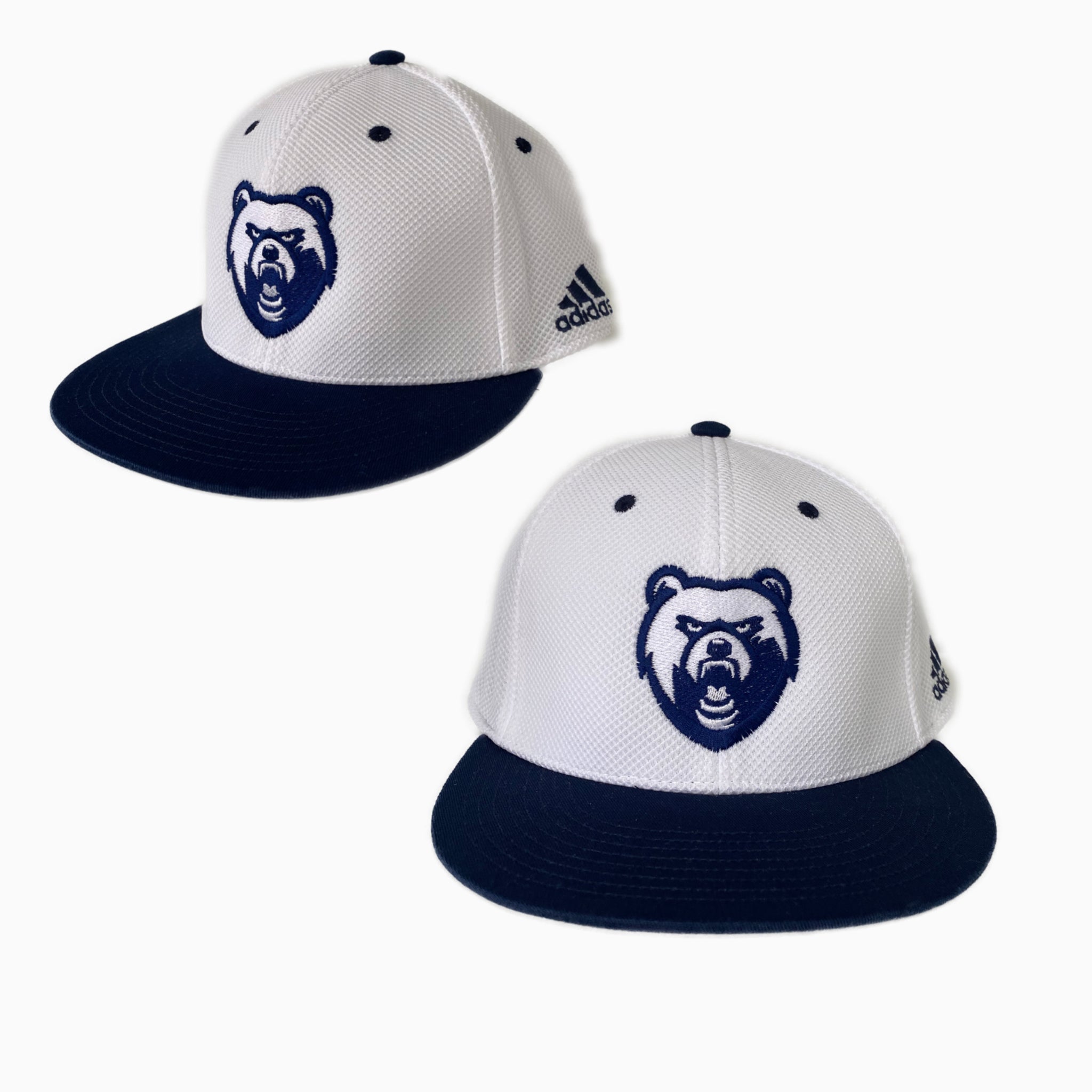 Adidas Structured Mesh Flex Navy/White Flatbill Hat - Bear Head