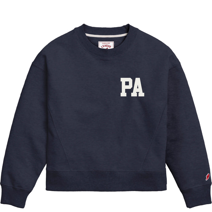 Women's League Boxy Navy Crew - Left Chest Embroidered PA