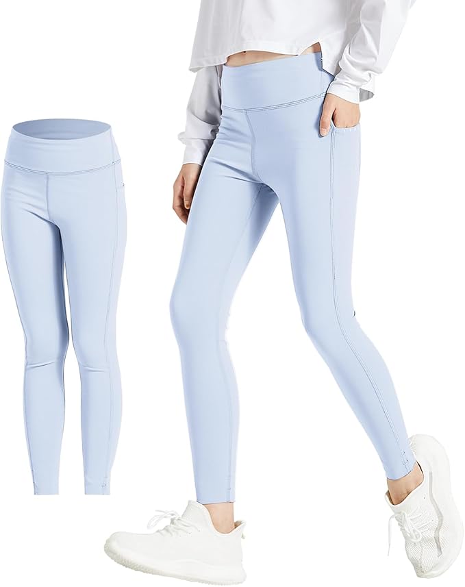 Girls' Light Blue Yoga Pants w/ Pockets