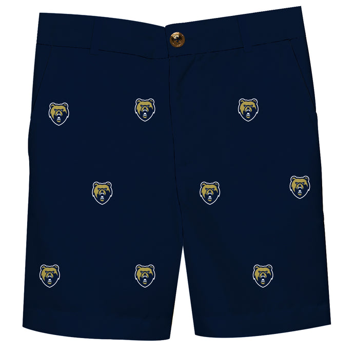Toddler Boys' Navy Flat Front Shorts - Repeat Bear Head