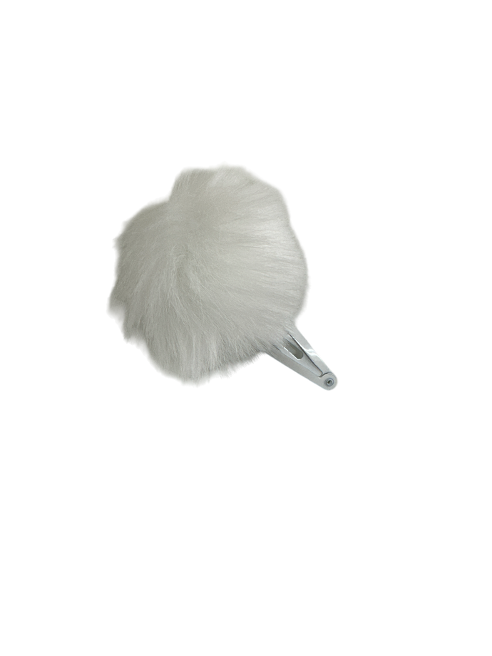 Hair Fluff Ball Clip - White