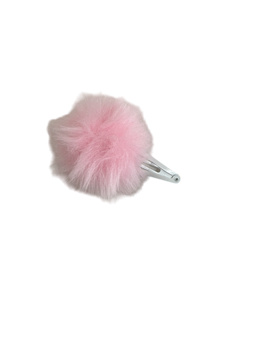 Hair Fluff Ball Clip - Pink