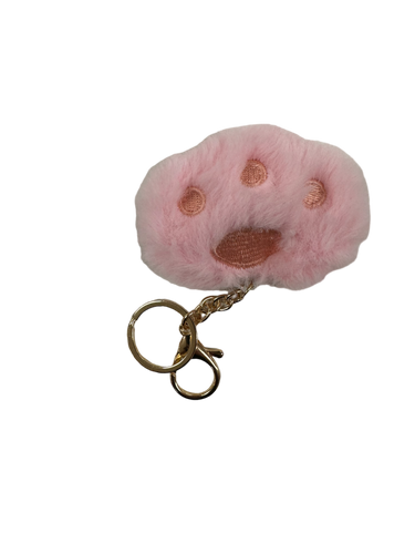 Fluff Ball Keychain- Pink Bear Paw