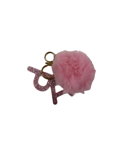 Fluff Ball Keychain- Pink/PA Charm