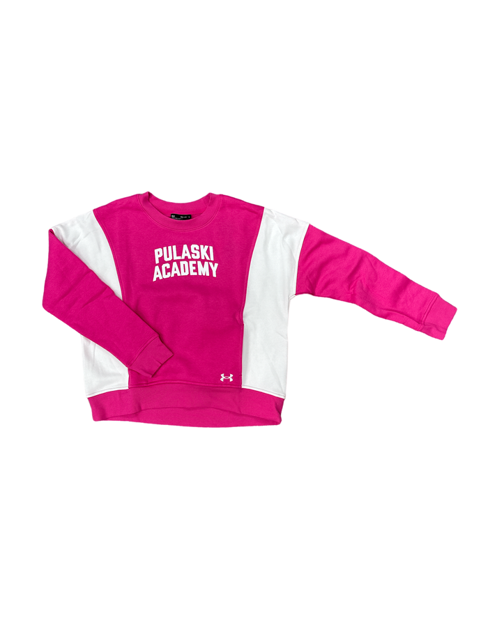 Girls' Under Armour Fleece Crew-Alpha Pink/PulAcad