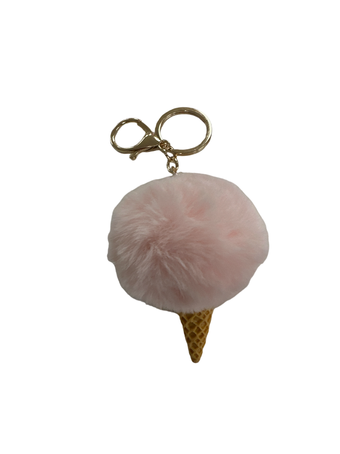 Fluff Ball Keychain- Light Pink Ice Cream Cone