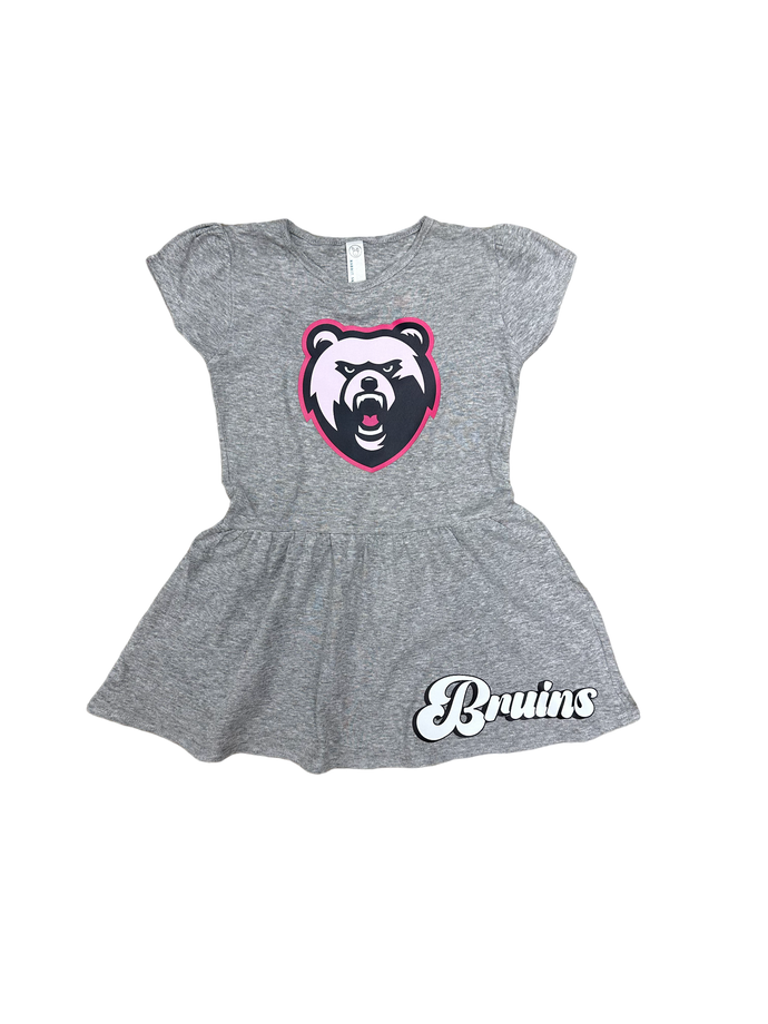 Toddler Girls' Grey Dress - Pink Bear Head/Bruins