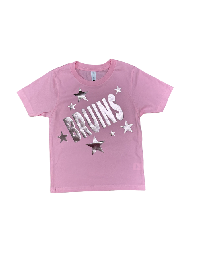Toddler Girls' Next Level Pink Cotton T-Shirt - BRUINS/stars