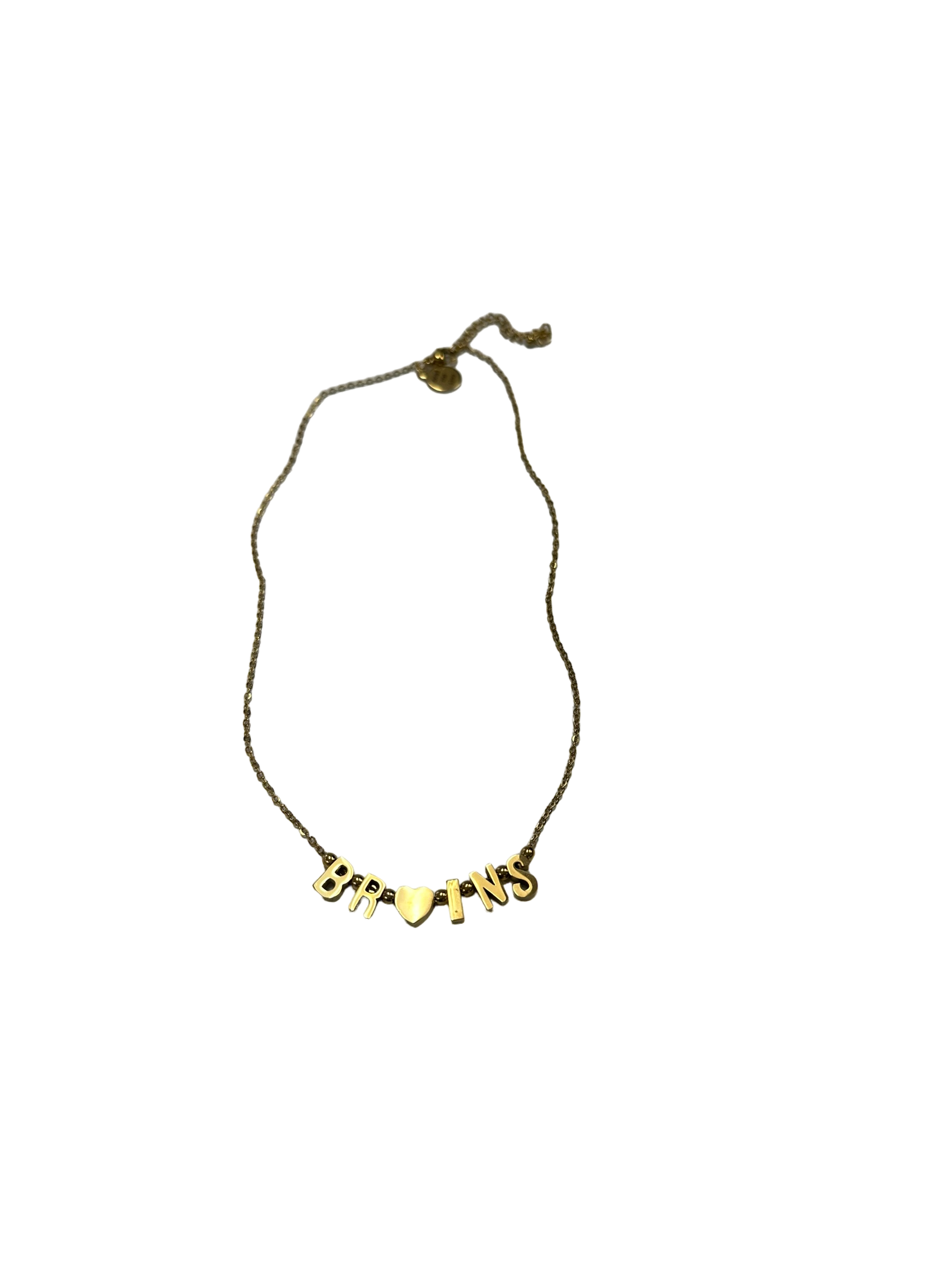 Gold Tone Necklace with "BRUINS" Charm