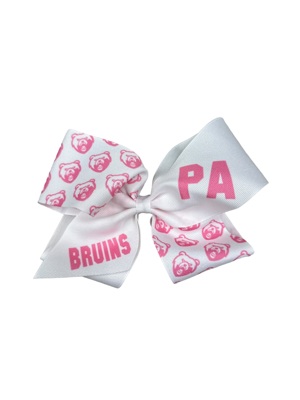 Spirit Cheer Bow Barrette (Medium) - PA/Bear Head Repeat - Pink