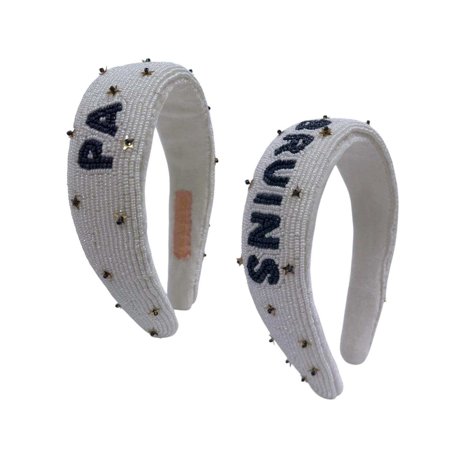 Fully Beaded White Headband - PA BRUINS/Stars
