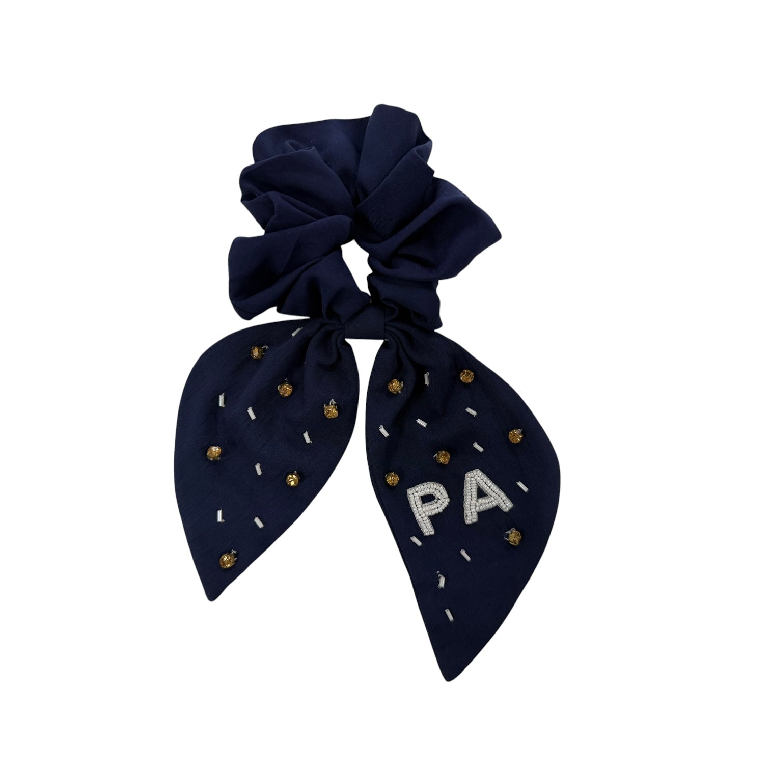 Navy Beaded Scrunchie Bow - PA