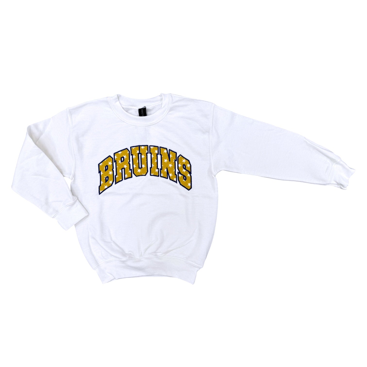 Girls' White Crew Sweatshirt - Stars Applique