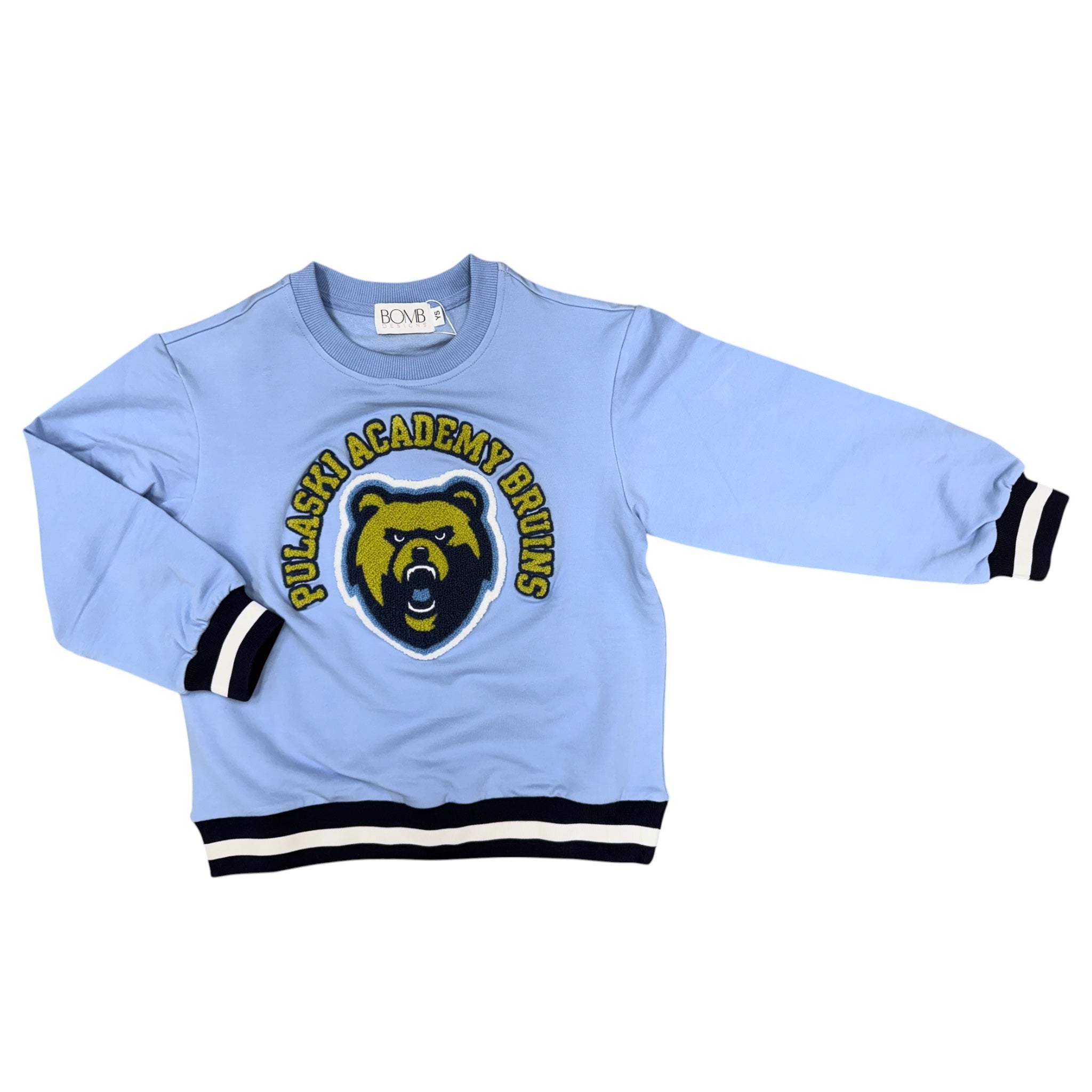 Girls' Light Blue Crew w/ Chenille Applique - Pulaski Academy Bruins