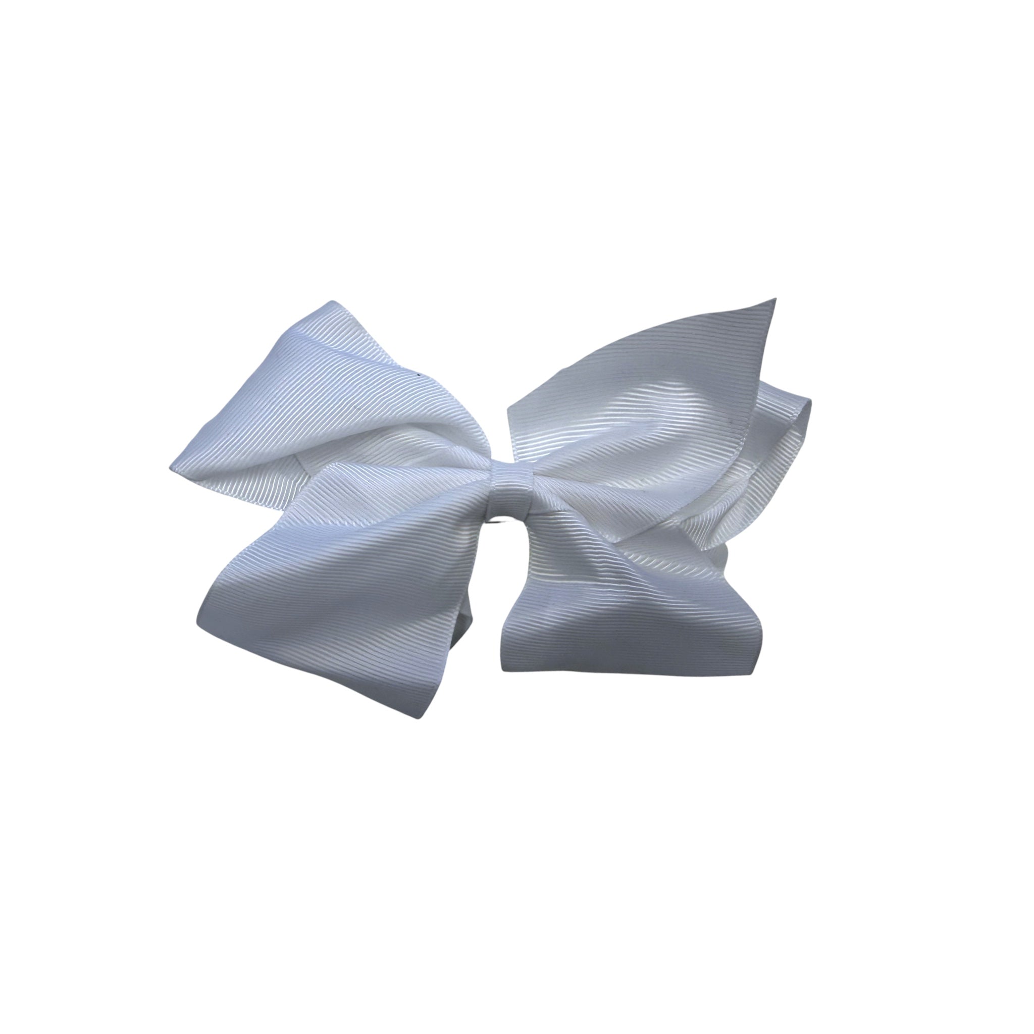 Hair Small Grosgrain Bow French Clip - White