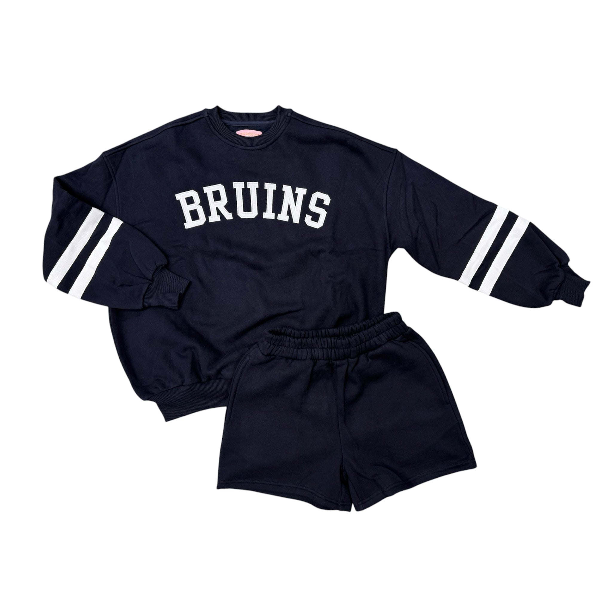 Women's Navy Striped Sweatshirt w/ Matching Shorts (Sold as a Set)