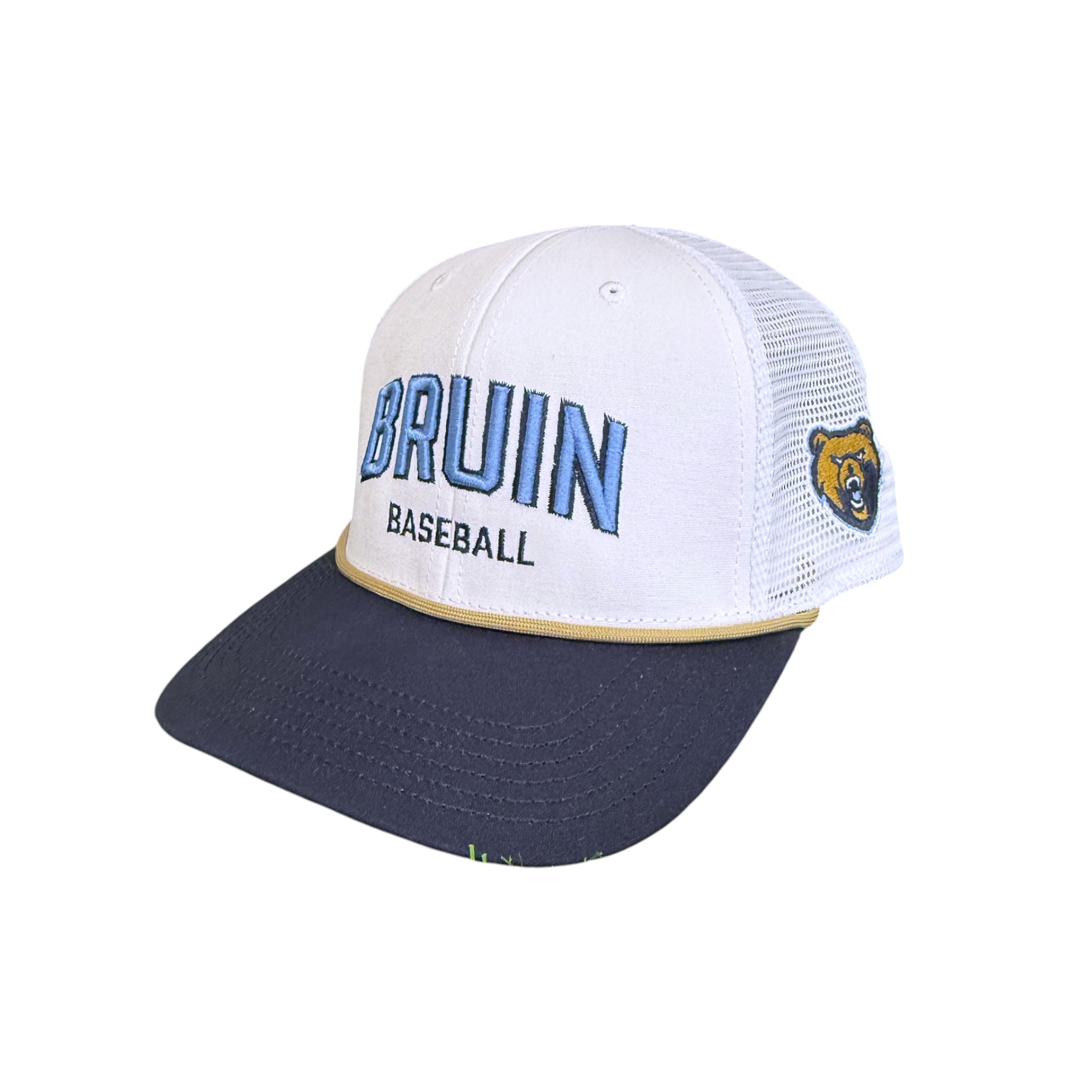Legacy Mid-Pro White Hat w/ Navy Bill & Gold Rope - BRUIN BASEBALL