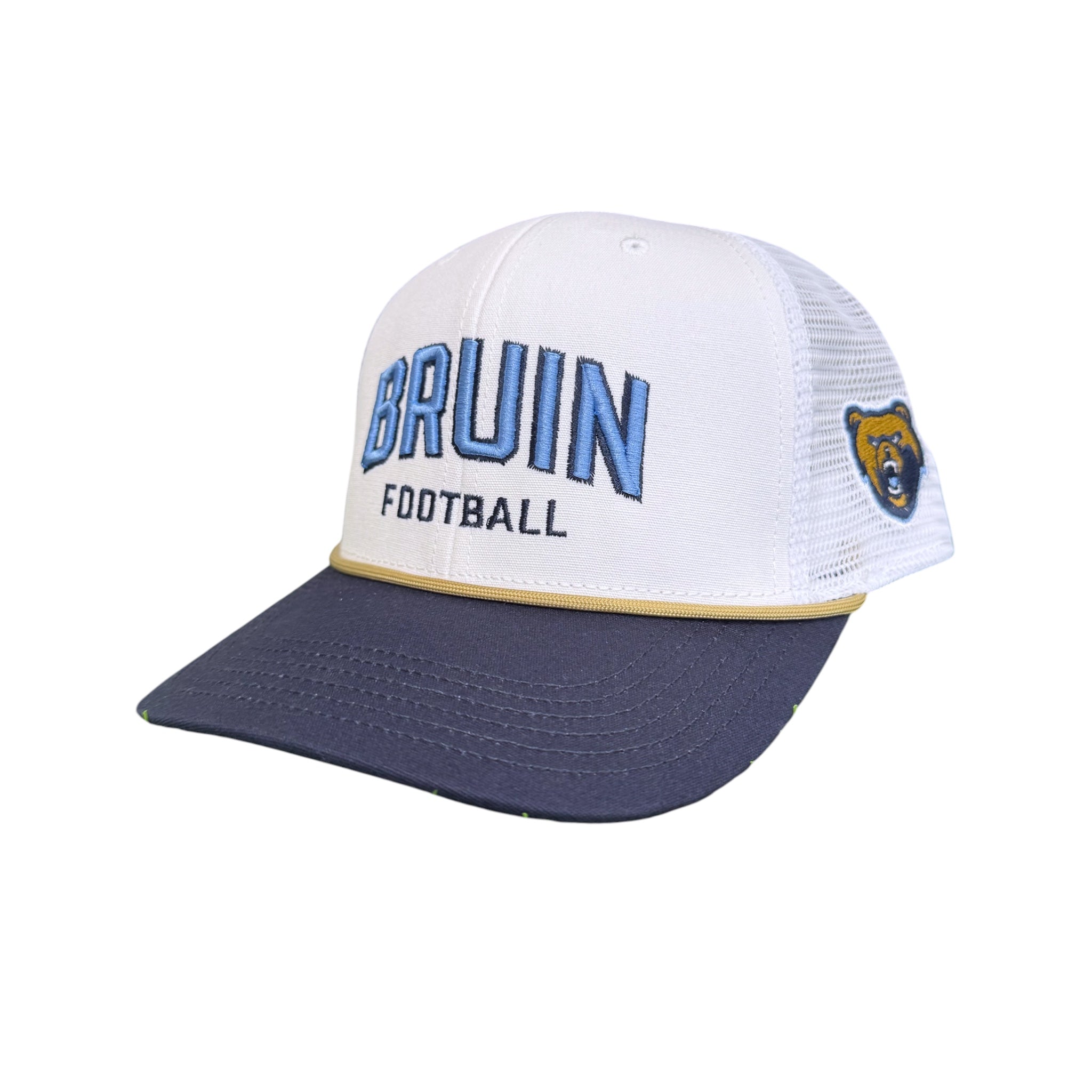 Legacy Mid-Pro White Hat w/ Navy Bill & Gold Rope - BRUIN FOOTBALL