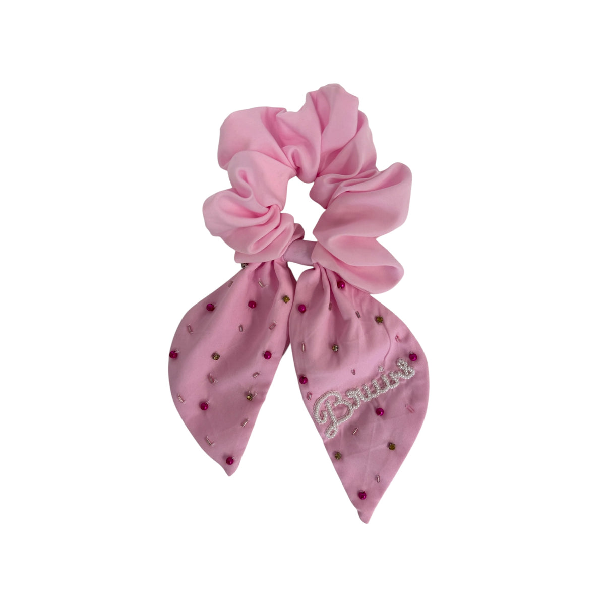 Pink Beaded Scrunchie Bow - Bruins