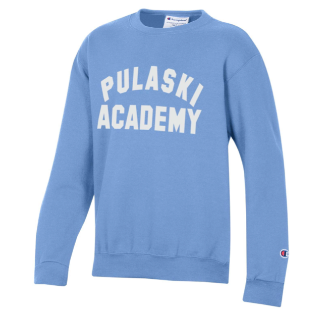 Youth Girls' L. Blue Powerblend Fleece Crew- Pulaski Academy/Twill