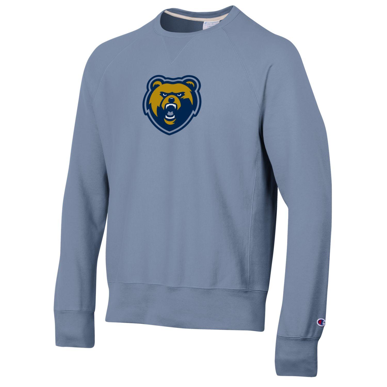 Adult Champion Vintage Wash Wildflower Blue Crew  - Bear Head