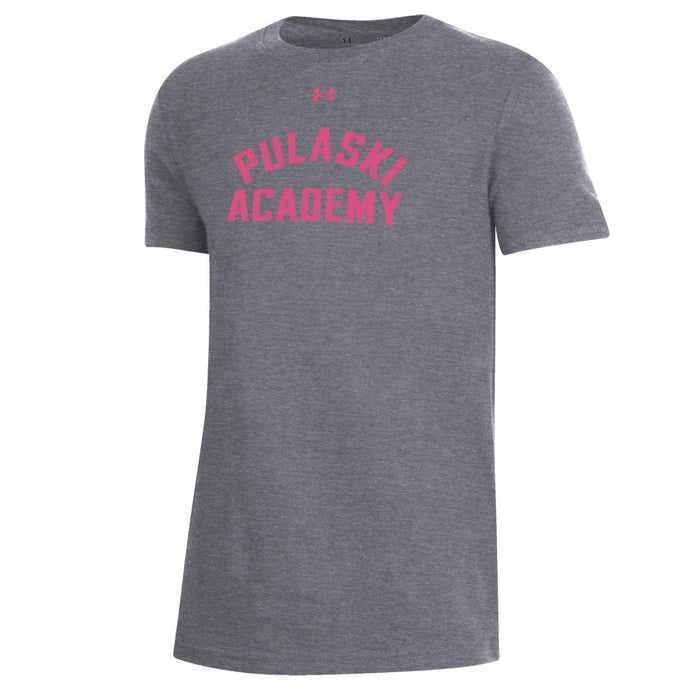 Boys' Under Armour Grey Tee - Pink - Pulaski over Academy