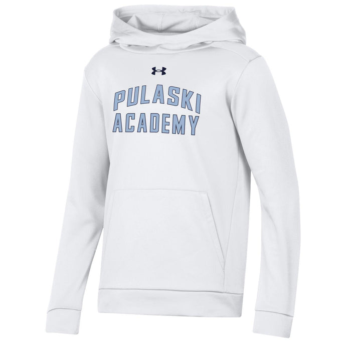 Boys' Under Armour White Fleece Hood - Arched Pulaski/Academy