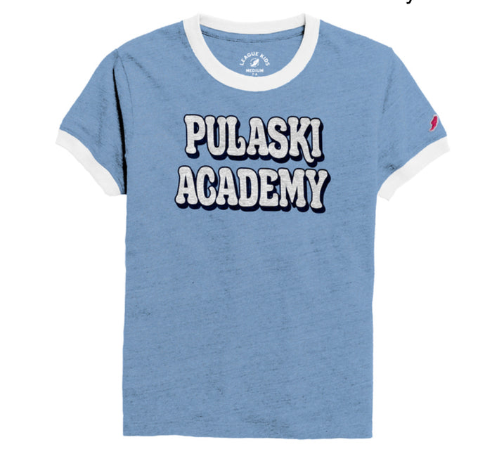 Girls' Triblend Ringer Tee - Hthr Pwr Blue - Pulaski/Academy