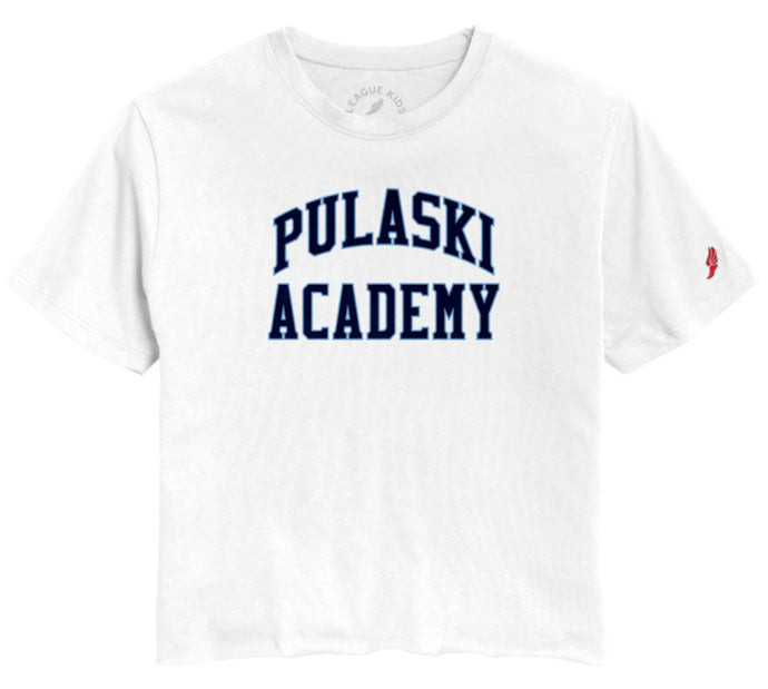 Girls' League Cut Off Tee - White - Outlined PA
